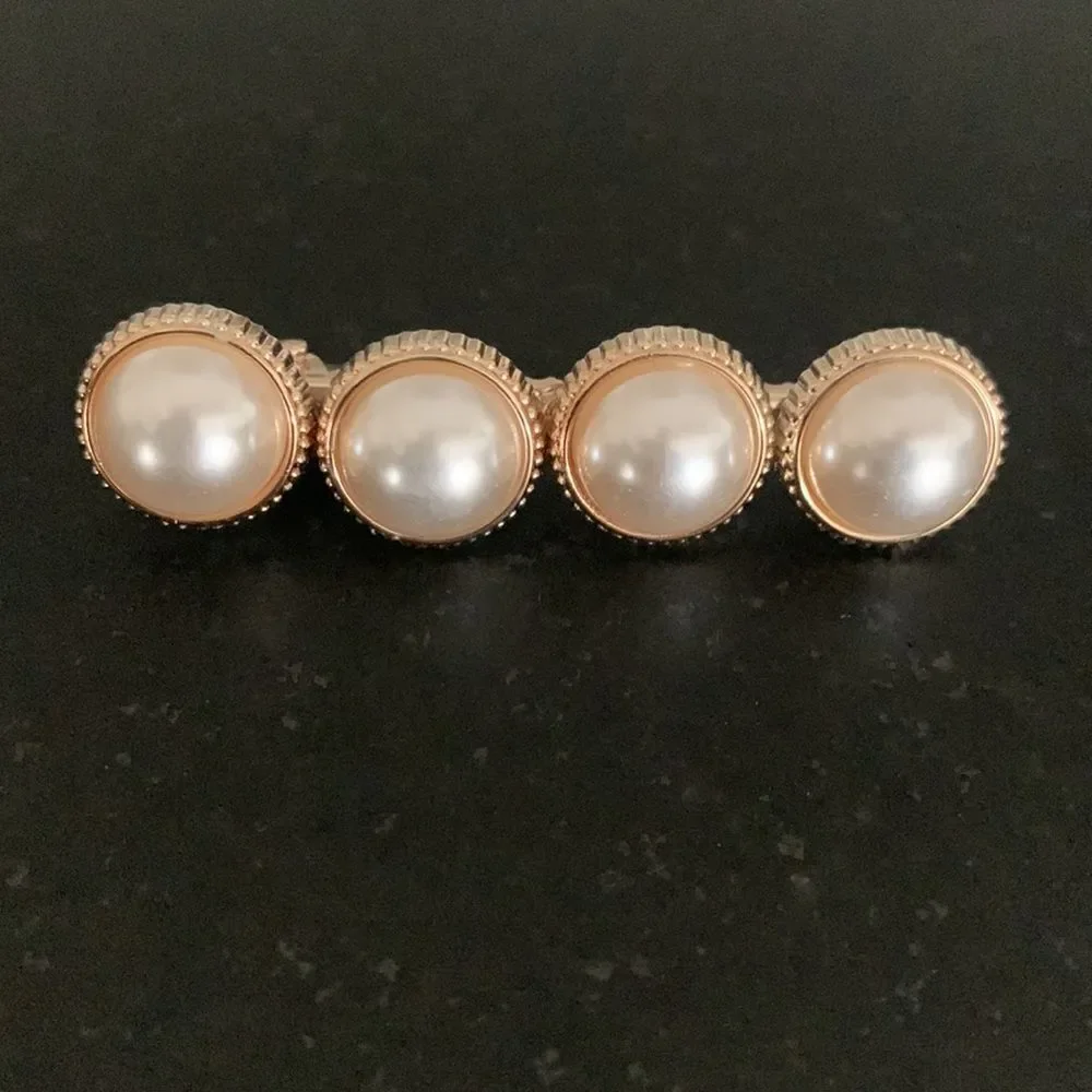 Set of 6 Pearl and Rhinestone Hair Clips Starfish Scissors Feather